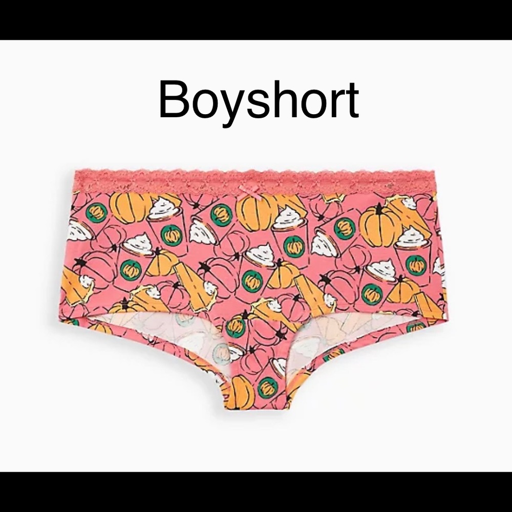 Torrid Pumpkin Spice Pink Wide Lace Trim Boyshort Panty